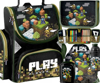 Školský batoh - 5in1 School Bag Cencil Case Bag Bidon Gaming Play Paso