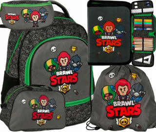 Školský batoh - 5in1 batoh ceruzky s taškou tašky obličky Brawl Stars