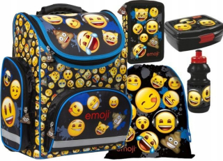 Aktovka - Puzdro na ceruzky TORNISTER 5v1 EMOJI TAŠKA A FĽAŠA