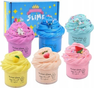 6pcs Fluffy Floam Slime Stres Slime Slime