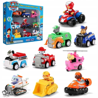 Paw Patrol - 9X Paw Patrol Vozidlá Paw Patrol s figúrkami Autíčko