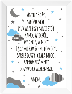 Obráz do detskej izby - A3 Modlitebný plagát +A3 Rám Božieho krstu