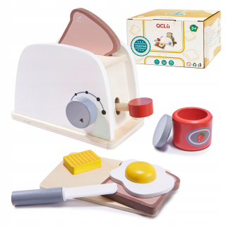 Veľké domáce spotrebiče toaster drevené hriankovač + bielymi doplnkami