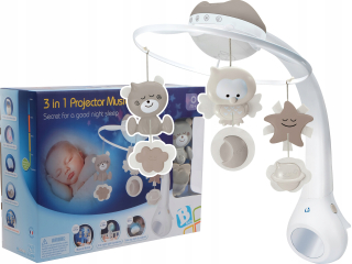 B-KIDS Kolotoč pre postieľka 3v1 lampa projektora