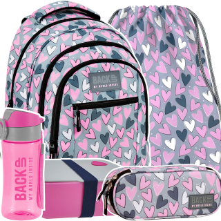 Školská taška - batoh, set, zostava - Backup School Backpack Hearts Kit Girls