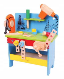 Bigjigs drevený stôl s elektrickým náradím BJ341