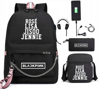 Blackpink Lisa Rose School Backpack USB set