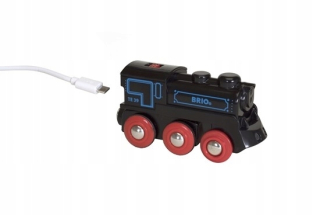 Brio World Black Lokomotíva s nabíjacou Mini USB