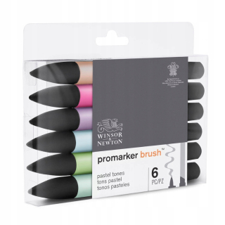 Brushmarker w & n set 6kol pastelové tóny kefy