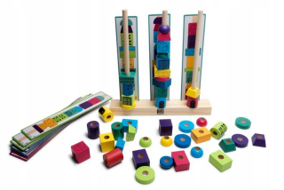BS hračky, drevené puzzle Veža tehly