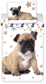 Detský set paplón, vankúš - Bulldog mop psí psí obliečka 140x200 pre deti