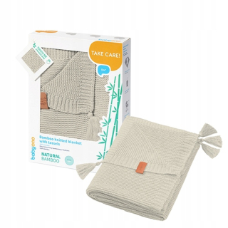 Prikrývka, prehozy na posteľ - BABYONO BAMBOO pletená prikrývka s fredds