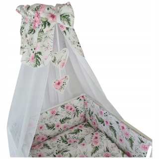 Baldachýn nad postieľku - Canopy + Bow and Hanging Hearts Flowers