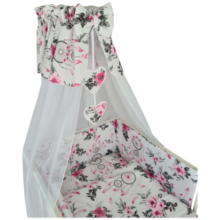 Baldachýn nad postieľku - Canopy + Bow a zavesenie srdca Catcher