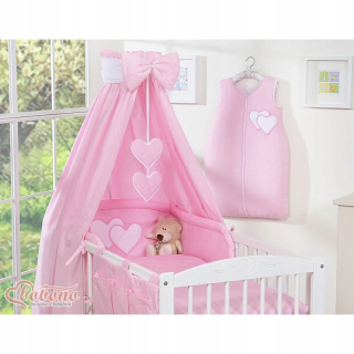 Baldachýn nad postieľku - Tkanina Canopy- ružové srdcia