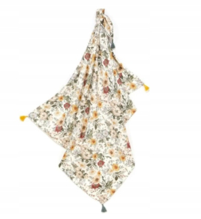 Prikrývka, prehozy na posteľ - Bambus Swaddle - Vintage Meadow Ecru La Millou