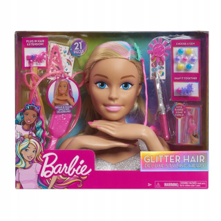 Barbie Hlava na Stylize Glitter Hair Deluxe