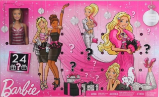 Adventný kalendár Barbie bábika + doplnky GFF61