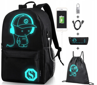 Školská taška, batoh - Bezpečná žiariaca školská taška Satchel USB