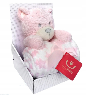 Prikrývka, prehozy na posteľ - Botobaby - prikrývka + maskot darček ružový medvedík