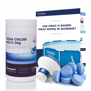 CHLÓROVÉ MODRÉ TABLETY 20g NA BAZÉN 1kg + VÝDEJNÝ STOJAN