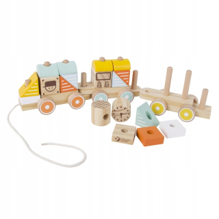 Classic svetových Drevená Square Vlak Building Blocks 3