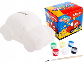 Detská pokladnička - Colorino Piggy Bank na maľovanie auta