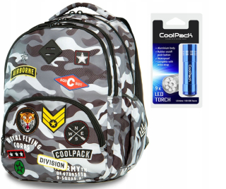 Školská taška, batoh - Coolpack Bentley Camo Black + Free A16111