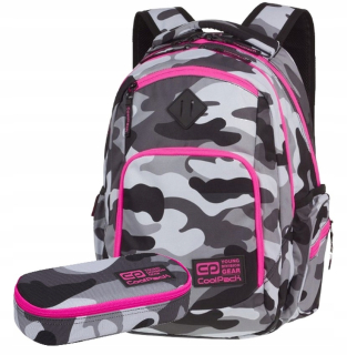 Školská taška - batoh, set, zostava - COOLPACK BACKPACK set PENCIL CASE kamufláž dievčatá