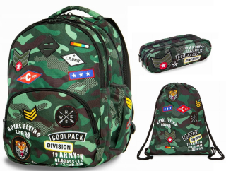 Školská taška - batoh, set, zostava - COOLPACK 3IN1 ŠKOLY BACKPACK SACK + CUKU