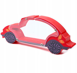 Detská pokladnička - Červená drevená auto Piggy Bank pre darček