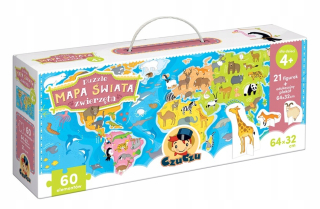Czúcz World Map Animals Puzzle s číslami +4