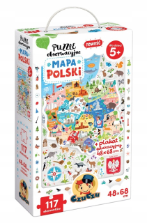 Czúcz Pozorovanie Puzzle 117 EL Mapa Polski + 5L