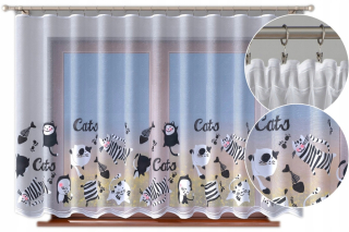 Detské záclony - Mačky, Crazy Curtain Cats 450x150 cm s páskou
