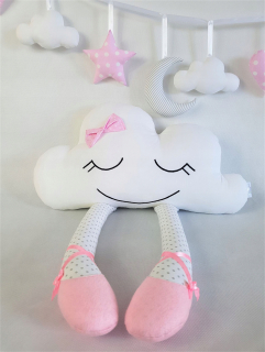 Detský dekoračný vankúš - Cloud in Baletts: jemné ružovo-biele :)