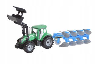 John Deere traktor s pluhom + pohonu + loader