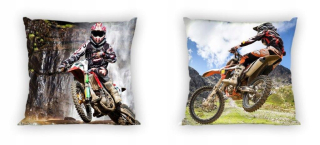 Detský dekoračný vankúš - Kríž Kross Motocykel vankúšom s vankúšom 40x40