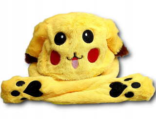 Pohyblivá maska na uši s klobúkom Pikachu Pokemon
