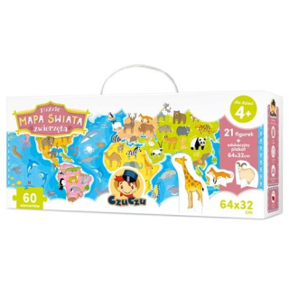 Czúcz 32178 puzzle Mapa sveta zvierat 60 el.