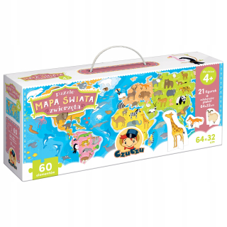 Czuczu sveta mapa zvierat puzzle s 4+ číslami