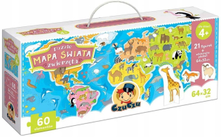 Czúcz Puzzle WORLD MAP Zvieratá figúrky 60el