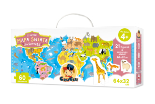 Czuczu MAPA SVETA PUZZLE - ZVIERATKA 4+ Czu Czu