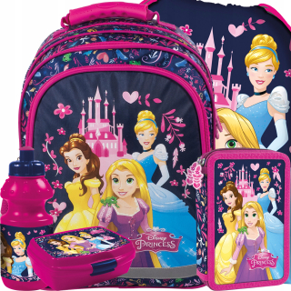Školská taška - batoh, set, zostava - Derform školský batoh princezná set 5el.