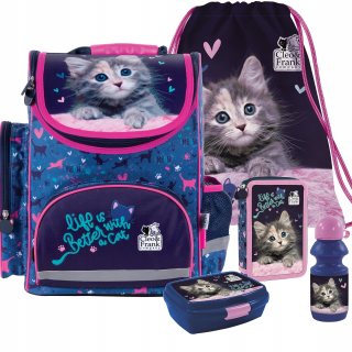 Aktovka - Derform Schoolbag mačiatko pre dievča
