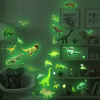 Samolepky do detskej izby - Dinosaury pre nálepky na stenu žiariace na stene