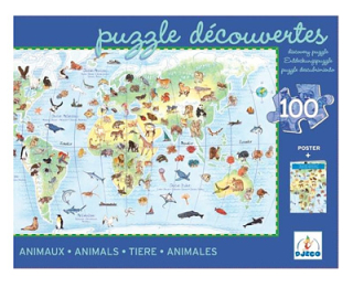 DJECO Puzzle pozorovanie ANIMALS OF THE WORLD 100 ks