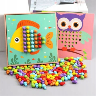 DREWIANA MOZAIKA PUZZLE cvočkami Montessori
