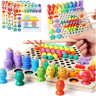 Drewiana infographic tabuľa loptu puzzle ryby magnet