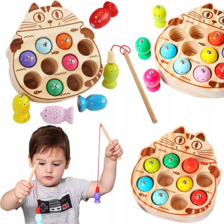 Drevená rybárska hra rybárska rybárska prút kot montessori