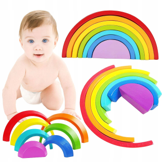 RAINBOW WOODEN JIGSAW sorter MONTESSORI 7EL.